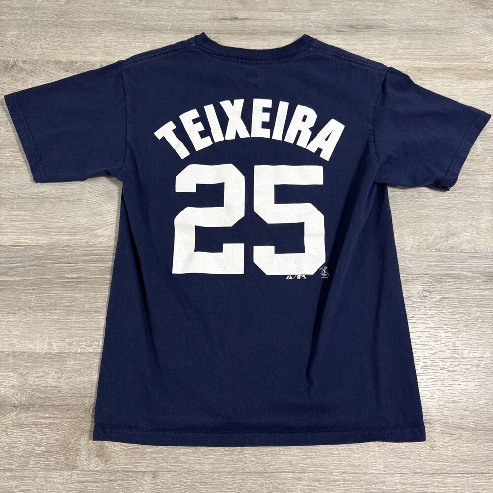 Mark Teixeira Shirt New York Yankees Youth Large Blue Majestic MLB Baseball
